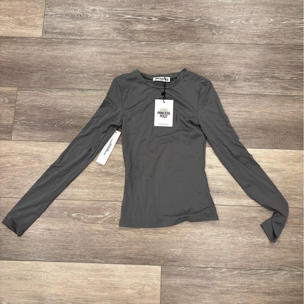 Princess Polly Charcoal Long Sleeve Top